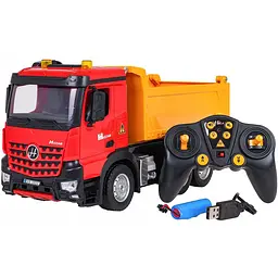 Дитячий самоскид на пульті Hstar 30 см, підйом кузова, акумулятор і USB кабель, світяться фари, проблискові вогні, звук двигуна