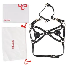 Портупея на грудь LOCKINK SEVANDA Queen Chest Harness with Removable Bra, чорна, зі знімними пестис - мініатюра 8