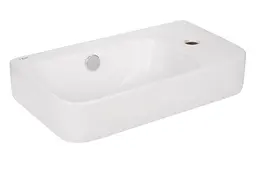 Комплект Qtap Tern: Раковина підвісна прямокутна права 450х250х158 мм White + Донний клапан PU02O (QT17115117RWN47328) - мініатюра 4