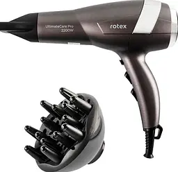 Професійний потужний фен Rotex RFF220-R UltimateCare Pro дифузор концентратор 2000 Вт Сірий