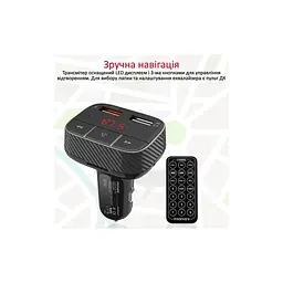 FM модулятор Promate SmarTune 2+ BLUETOOTH 5.0 USB QC 3.0 AUX/SD/USB BLACK (smartune-2+.black) - мініатюра 7