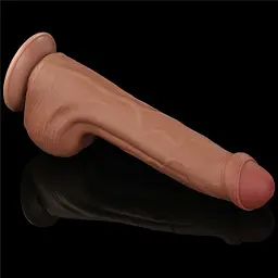 Фалоімітатор LoveToy Sliding-Skin Dual Layer Dong 29 см коричневий - мініатюра 5