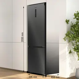 Холодильник Gorenje з нижн. мороз. камерою, 203х66х60см, 2 двері, 257(121)л, А+, Total NF, Зона св-ті, Інвертор, Зовн. Дисп, Wi-Fi, чорний - мініатюра 8
