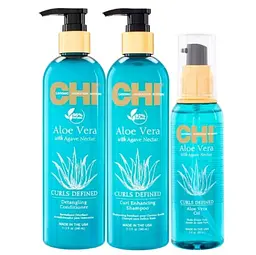 Набір CHI Aloe Vera Curl Care Kit для догляду за кучерями (шампунь 340 мл + кондиціонер 340 мл + олія 89 мл) - мініатюра 1