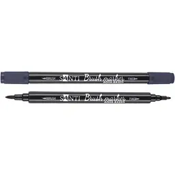 Маркер акварельний Santi Brush Marker SWB-19 темно-синій двосторонній 6 шт. (391075)