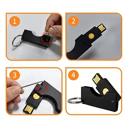Захисний алюмінієвий чохол для ключа YubiKey 5 / 5C / Security Key NFC з брелком, Чорний, 1 шт - мініатюра 7