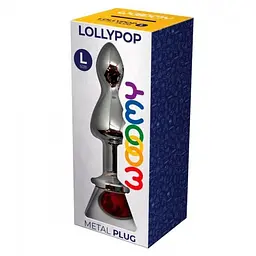 Wooomy Lollypop Double Ball, L - анальная пробка с камнем, 10.5х3.5 см, красный - миниатюра 4