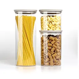 Кругла ємність для зберігання продуктів TOSСA 1,2л біло-сіра (55454) - мініатюра 2