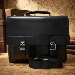Чоловічий портфель з натуральної шкіри Tony Perotti Italico 9276G-35 (90416) Чорний - мініатюра 7