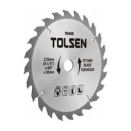 Диск пиляльний Tolsen з ТВС напайками по дереву 185х60Т*30мм (76432)