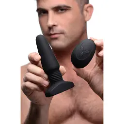 Анальна пробка з вібрацією Xr Brands Rimmers Slim R Smooth Rimming Plug With Remote, 14 см, чорний - мініатюра 3
