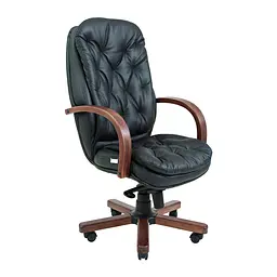 Крісло Richman Венеція Комплектація Вуд Механізм M-3 (Multiblock) Оббивка Шкіра Люкс Чорна