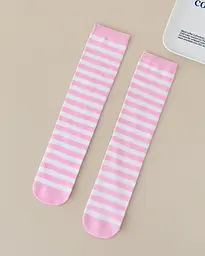 Дитячі смугасті шкарпетки рожево-білі 3-12 років One Size 4211