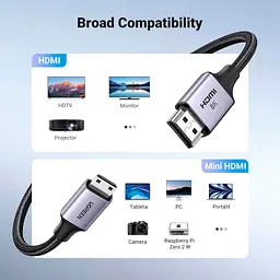 Кабель мультимедійний HDMI M to HDMI mini M 2.0m 8K HD163 black Ugreen (15515) - мініатюра 7