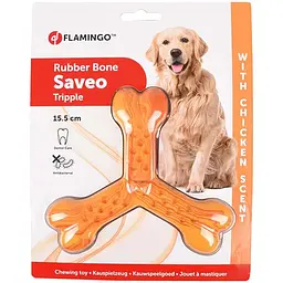 Flamingo Rubber Flexo Saveo Triple Bone Chicken 15.5х14 см жувальна іграшка для собак смак курки