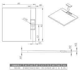 Душовий піддон Radaway Giaros C 90x90 MKGC9090-03 - мініатюра 5