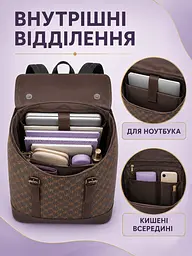 Жіночий рюкзак з екошкіри 29×43×13 см для ноутбука та формату А4, з кишенею-антизлодій, коричневий (49676371) - мініатюра 5
