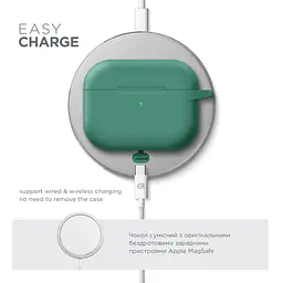 Силіконовий чохол для навушників Apple AirPods Pro 3, Hang Case, зелений, ультратонкий захисний кейс товщиною 2 мм, захист від подряпин, пилу та ударів, компактний, з карабіном для кріплення, ArmorStandart (ARM88279) - мініатюра 7