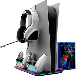 Багатофункціональна охолоджуюча підставка для PS5 Canyon CS-5 RGB Charge Black (CND-CSPS5B) UA - мініатюра 3