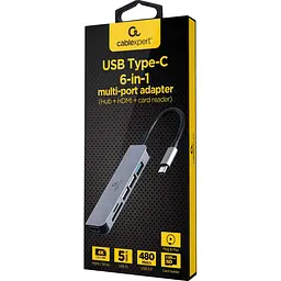 USB-Хаб Cablexpert A-CM-COMBO6-02 USB Type-C 6-в-1 (A-CM-COMBO6-02) - мініатюра 2
