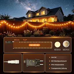 LED гірлянда кульки Kozamas 15 м 100 LED IP44 з пультом дистанційного управління та 8 режимами тепле біле світло (SKU-128) - мініатюра 3