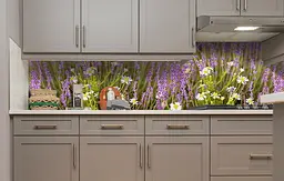 Вініловий кухонний фартух Польові квіти наклейка для кухні ПВХ ромашки лаванда Фіолетовий Happy Pocket Z181631 - мініатюра 4