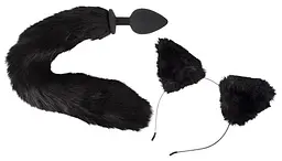 Анальна пробка з хвостом та обідок з вушками Bad Kitty Pet Play Plug Ears