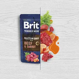 Вологий корм Brit Premium Fillets in Gravy Beef&Carrot для собак малих порід філе в соусі яловичина і морква 85 г