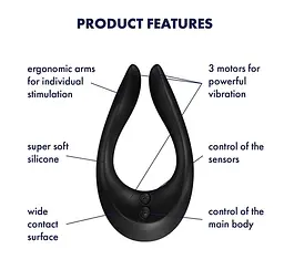 Вібратор для пар Satisfyer Endless Joy Black, 3 незалежні мотори, багатофункціональний - мініатюра 3