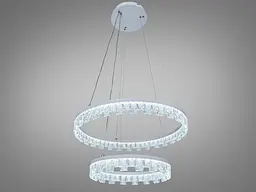 Стильна підвісна LED-люстра для залу Diasha MD78201/600+400WH, біла, 2 кільця, 82 W, акриловий декор - мініатюра 4
