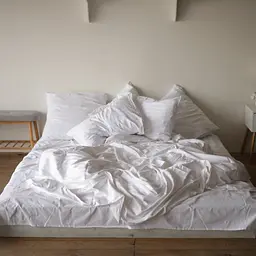 Комплект постільної білизни двоспальний 180 x 220 см Сатин White страйп Білий