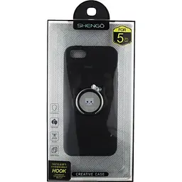 Чохол-накладка Shengo Soft-touch holder TPU Case iPhone 5/5S/SE Black - мініатюра 3
