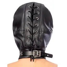 Маска Fetish Tentation Enjoy Pain BDSM Hood With Gag чорний - мініатюра 2