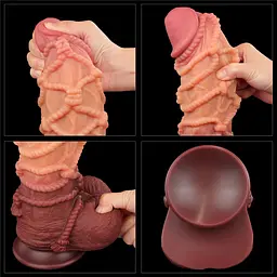 Фалоімітатор Dual-Layered Silicone Nature Cock 10.5'' 27 см коричневий - мініатюра 12