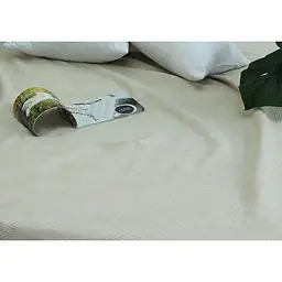 Простирадло-покривало Tag Tekstil піке 160х235 см. Клітка бежева