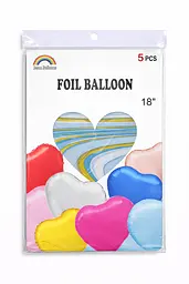 Фольгована кулька JS Balloon "Серце" 45 см (18") 5 шт наповнення повітрям або гелієм для тематичних вечірок агат Блакитний - мініатюра 2