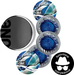 Презервативи One Flavor Waves Свіжа м'ята сині 5 шт. в кейсі (ROZ6501052002) - мініатюра 2