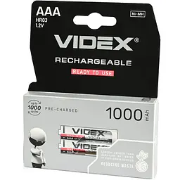 Акумулятори Videx HR03 AAA 1000mAh double blister 2 шт. (HR03/1000/2DB)