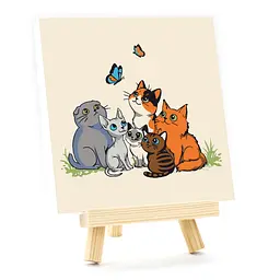 Картина за номерами, Funny Cats , 15х15см, з мольбертом, ROSA START