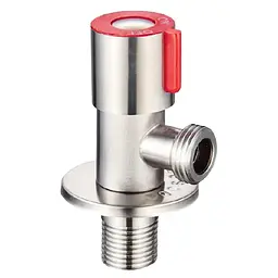 Кран для підключення сантехприладів Mixxus VAL-02-1/2x1/2 з нержавіючої сталі (червоний)(Упаковка блістер) MI6118