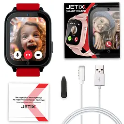 Смарт-годинник JETIX DF100 Pro з 4G відеодзвінком, вібродзвінком і вологозахистом IP67 — Red - мініатюра 9