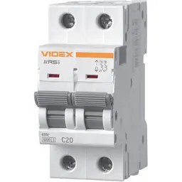Автоматичний вимикач  Videx Resist RS6 2п 20А 6кА С (VF-RS6-AV2C20)