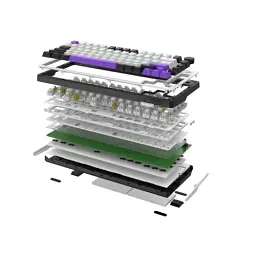 Клавіатура бездротова Hator Hellyberry HK75, White/Violet, Bluetooth / USB 2.4GHz / USB, механічна (перемикачі Hellyberry Linear), формат 75% (82 кнопки), RGB підсвічування з індивідуальним налаштуванням кожної кнопки, UA/EN, акумулятор 4000 mAh - мініатюра 6
