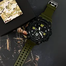 Чоловічий наручний годинник 004AGUASI Тризуб срібло Зелені + Коробка. Patriot acs0031056 - мініатюра 3