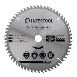Диск пильний по дереву Intertool 250 х 60T х 30 мм