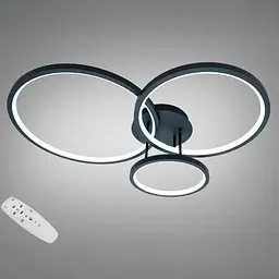 Мінімалістична LED-люстра для вітальні Diasha 2556BK dimmer, 84 W, пульт, 67×84 см