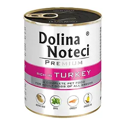 Вологий корм для собак Dolina Noteci Premium з індичкою банка 800 г