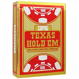 Карти гральні Cartamundi Copag TEXAS HOLD'EM 100% Plastic Jumbo Index (red) (PC_CPJI-1)