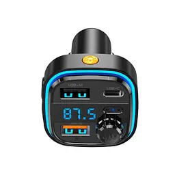 ФМ-модулятор XO BCC08 MP3 5V/3.1A Car Charger with Ambient Light Чорний - мініатюра 6