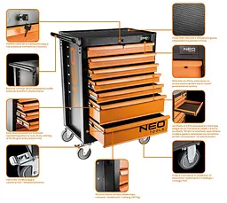 Візок для інструментів NEO Tools з 6 висувними ящиками 680х460х1030 мм 84-221 - мініатюра 3